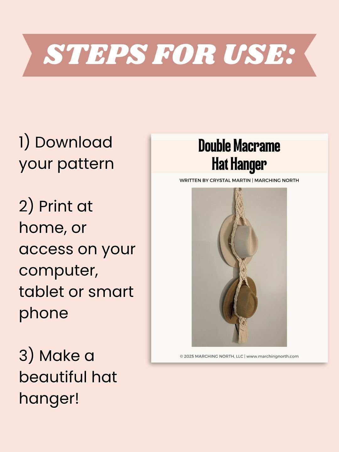 Double Macrame Hat Hanger (Digital PDF Pattern) product image (3)