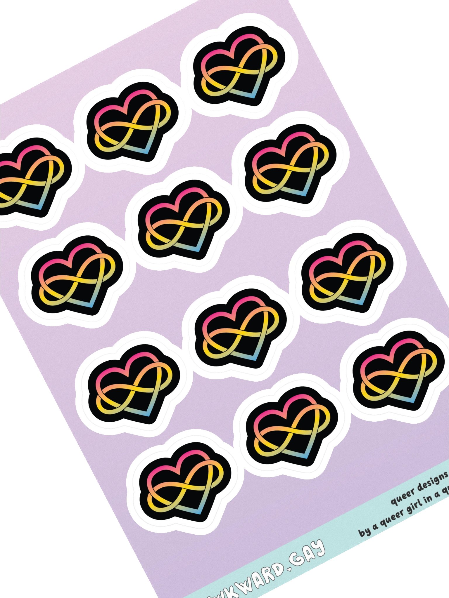 Pansexual Pride Gradient Polyamory Infinity Heart Sticker Sheet product image (1)