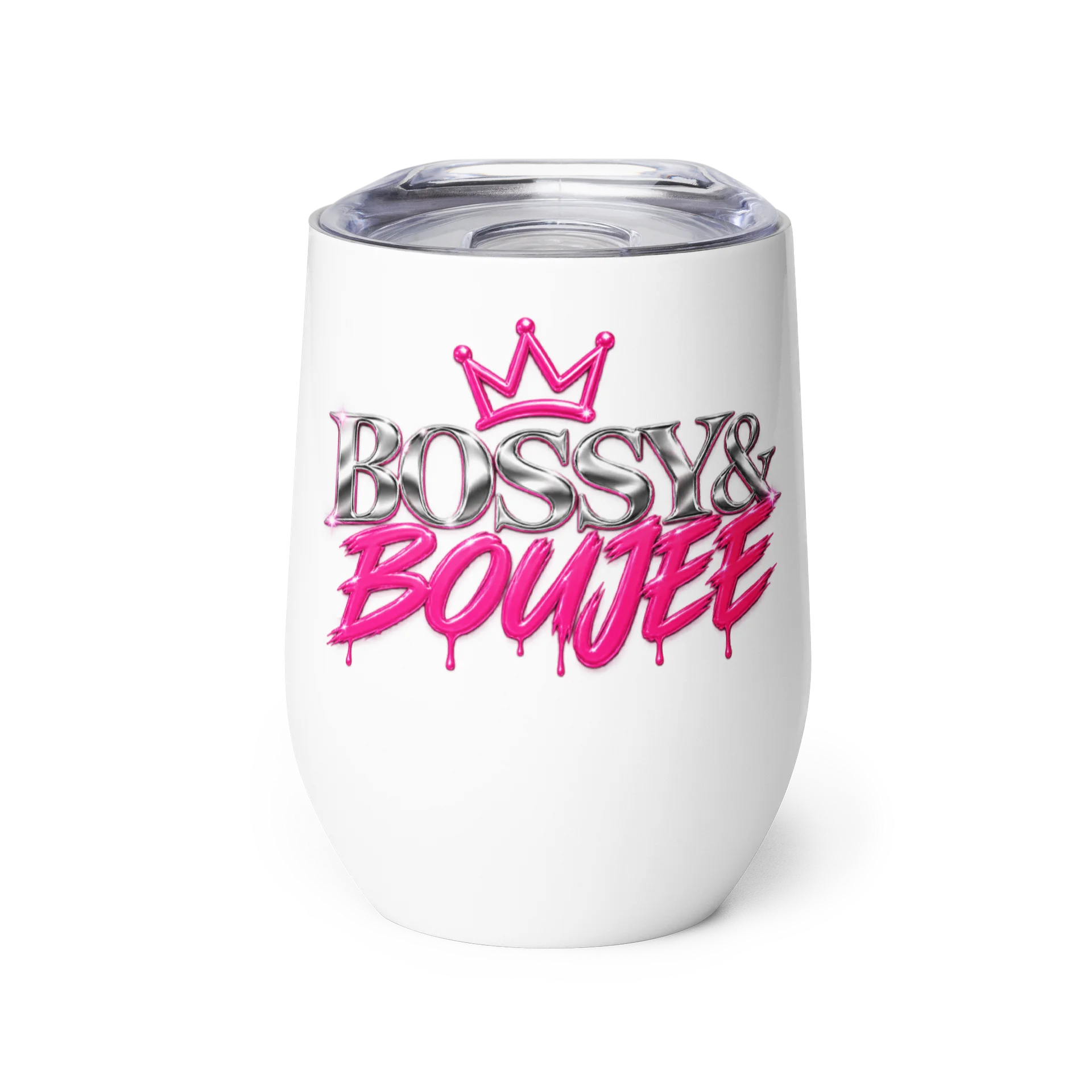Bossy & Boujee Pink Crown Wine Tumbler product image (1)