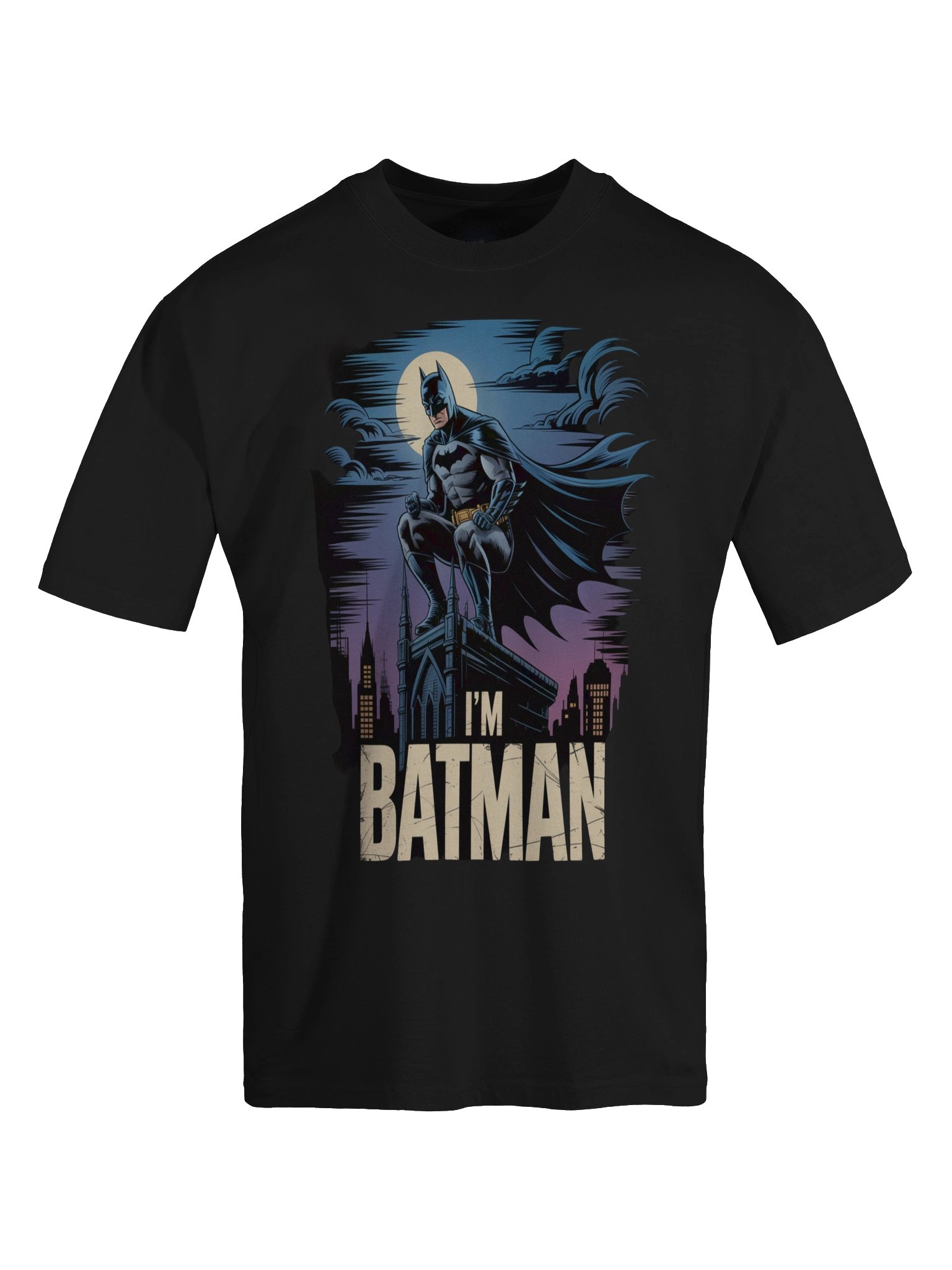 Nocturnal Perch: I'm Batman Oversized Faded T-Shirt product image (1)