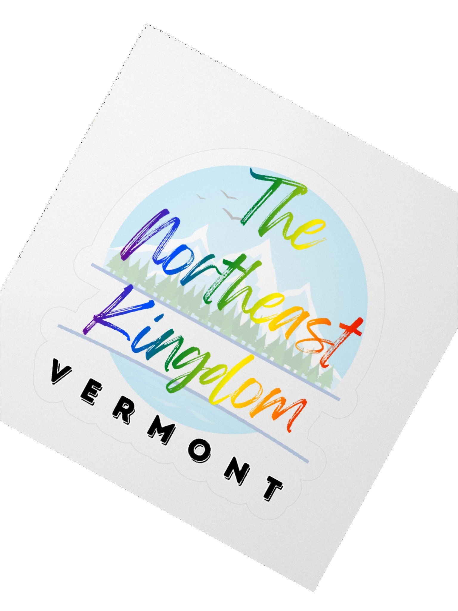 Northeast Kingdom Vermont Pride - Colorful LGBTQ+ Mountain Landscape Illustration Sticker product image (4)