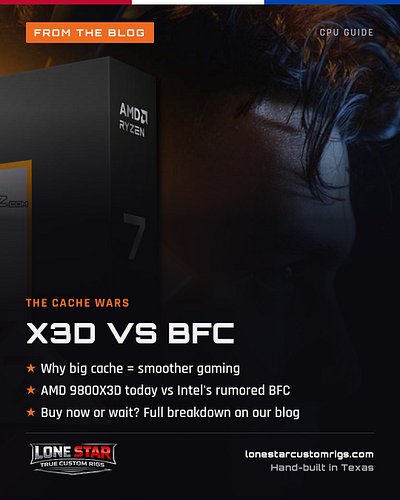 Why does a big pile of cache make games run smoother? 🤔

🟠 AMD X3D (like the 9800X3D): available today
🔵 Intel 