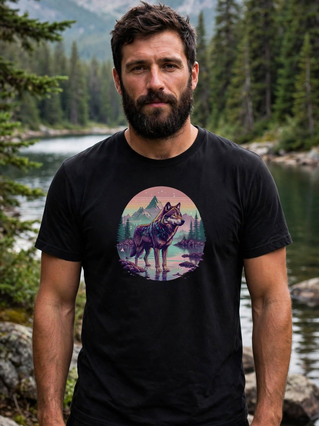 Sunset Wolf Circle Tee product image (2)