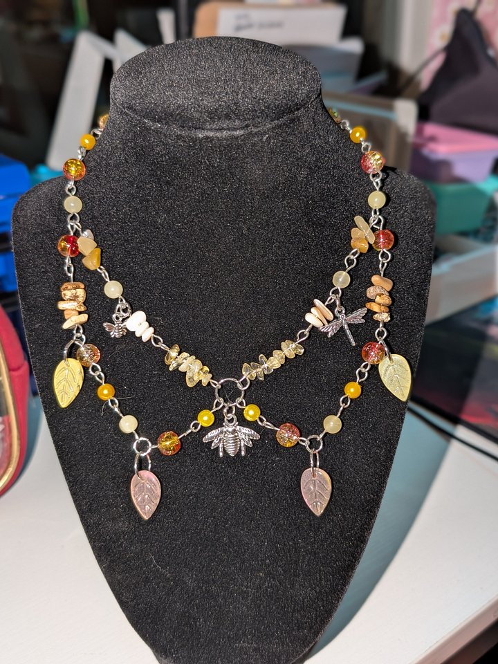 Yellow & Orange Mystical Bee Necklace! product image (1)