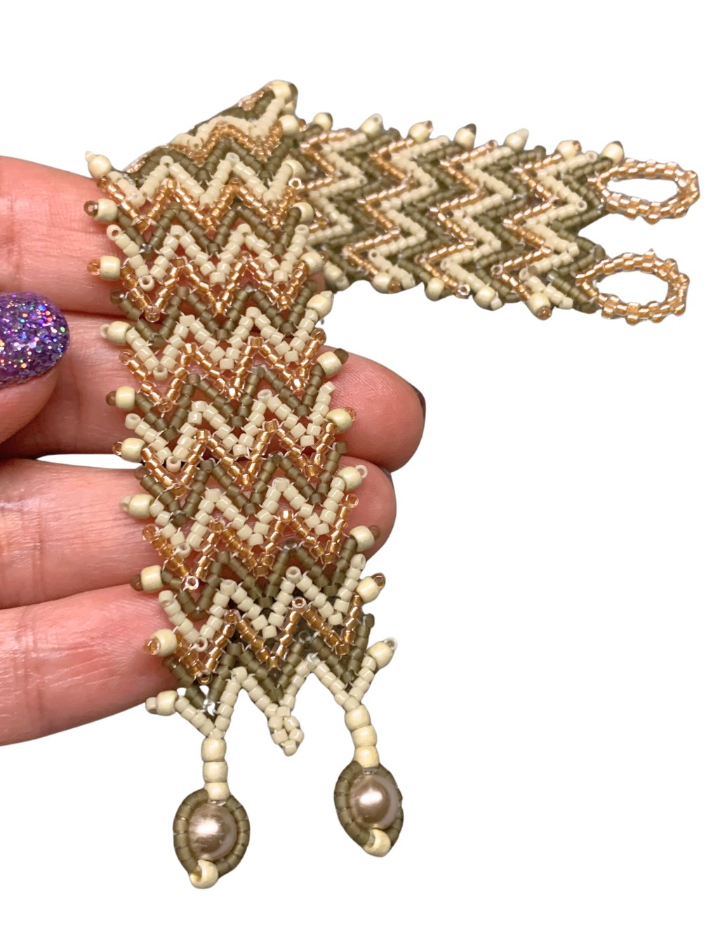 Beaded Chevron Bracelet - Cozy Neutral - *Small* product image (2)