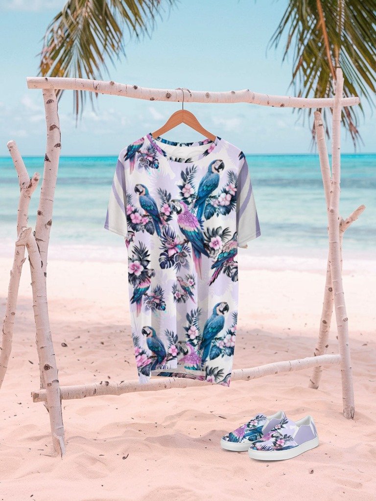 Elysian Birds-T shirt dress purple product image (6)