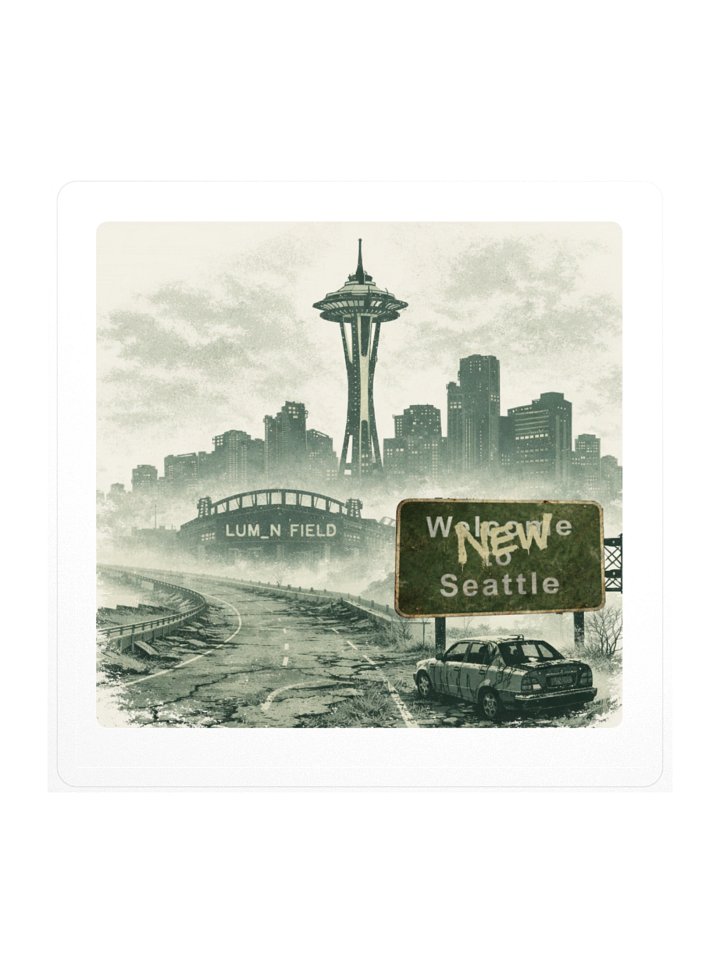 New Seattle Dystopian Sticker | Post-Apocalyptic Welcome Sign product image (1)