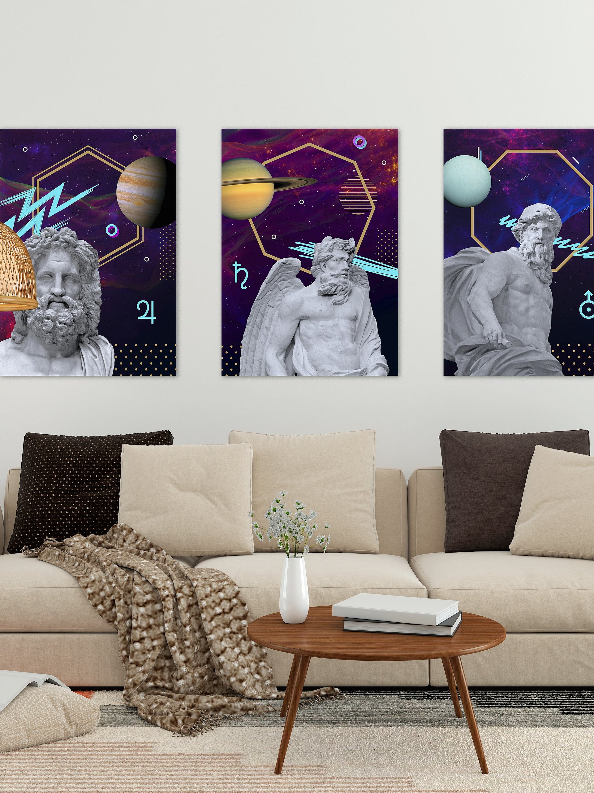 Vaporwave poster: Synthwave Gods and Planets - Jupiter (gr. Zeus) [synthwave/vaporwave/retrowave/cyberpunk] — aesthetic poster product image (3)