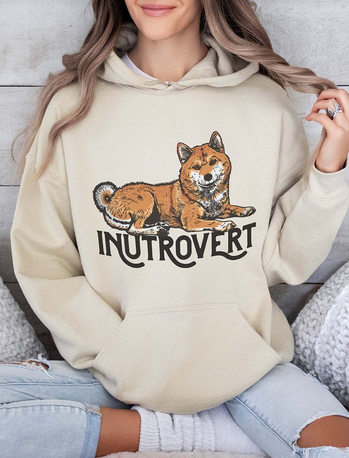 Inutrovert Hooded Sweatshirt of a Shiba Inu | Funny Hoodie for Shiba Inu Paw-rents product image (2)