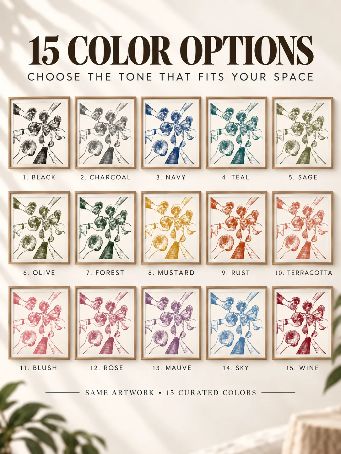 Cocktail Wall Art | Cheers Bar Cart Decor | Drinks Line Print | Kitchen Poster product image (2)