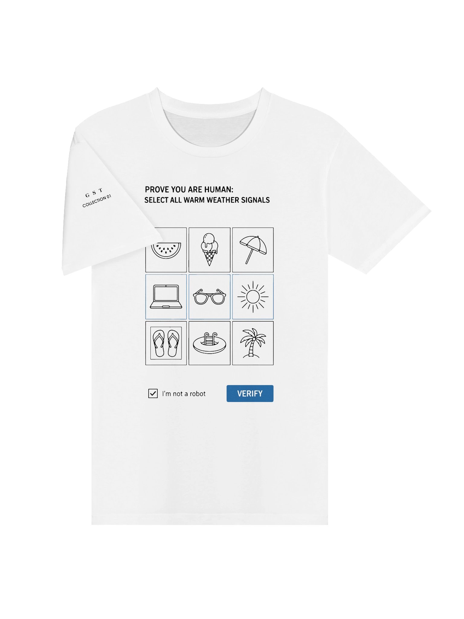 CAPTCHA Blue Verify Minimalist // Graphic T-shirt White product image (3)