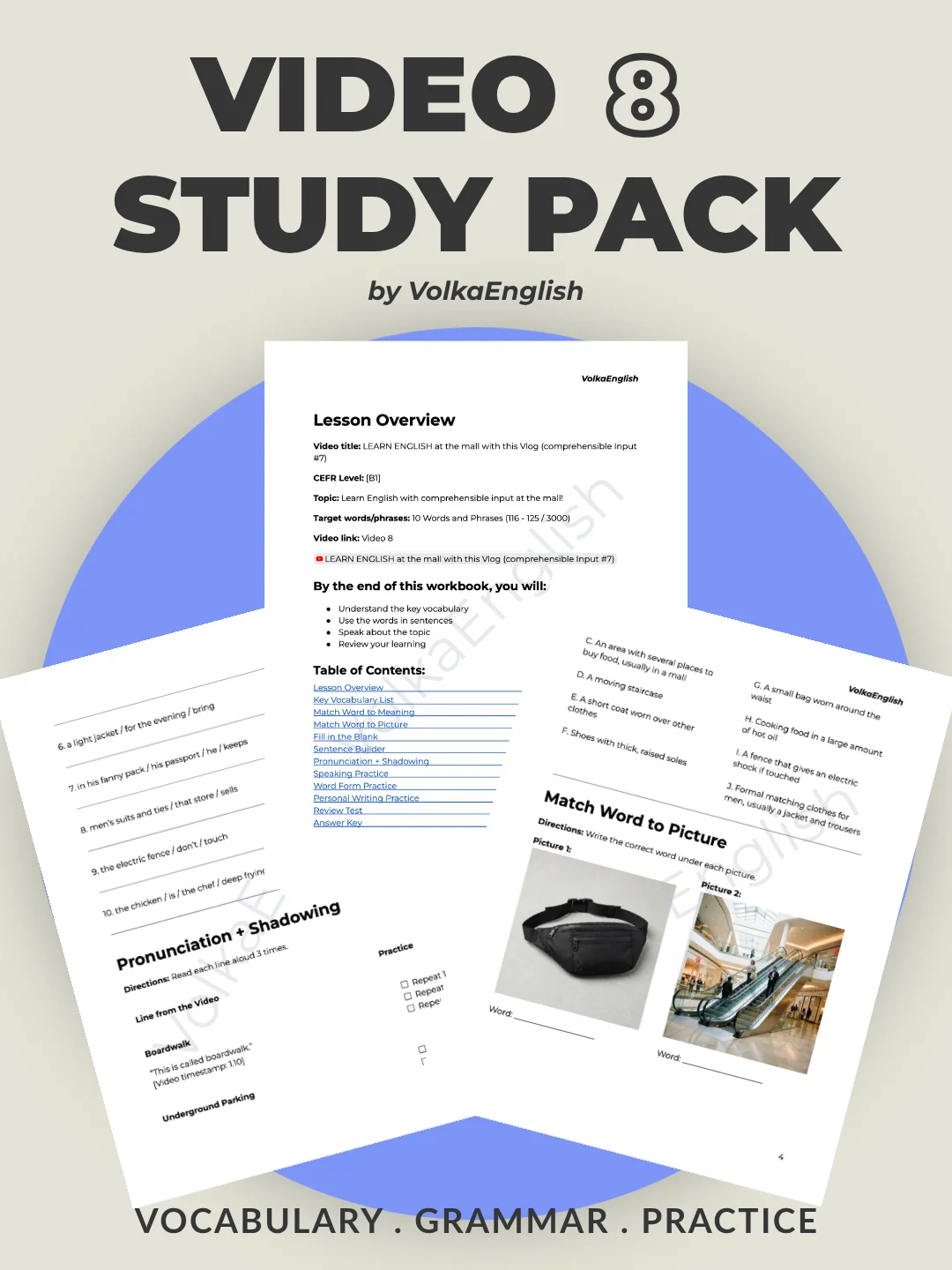 LEARN ENGLISH at the mall with this Vlog (comprehensible Input #7) - Video 8 Study Pack product image (1)