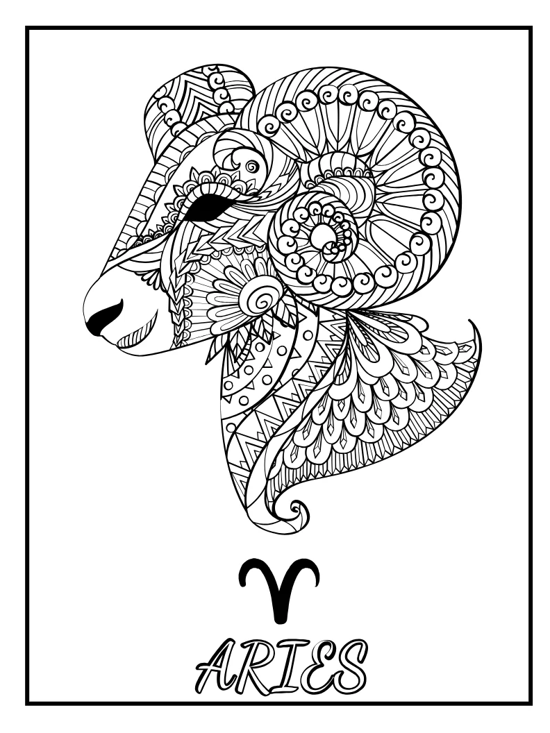Aries Colouring Book for Adults | 20 Zodiac & Astrology Colouring Pages for Stress Relief product image (2)
