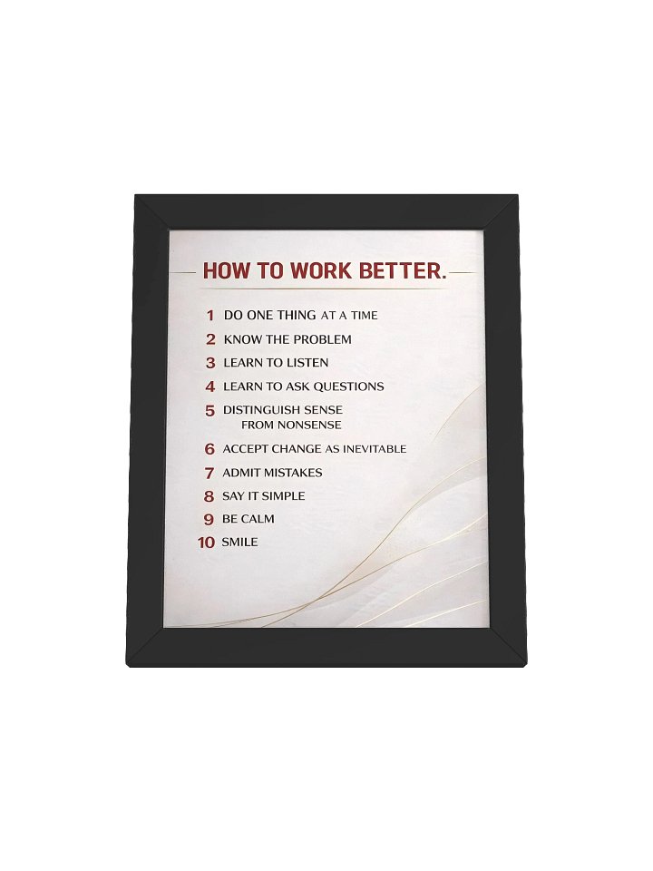 How to Work Better Wall Art – Minimalist Productivity Rules Print for Modern Office & Home Decor product image (1)