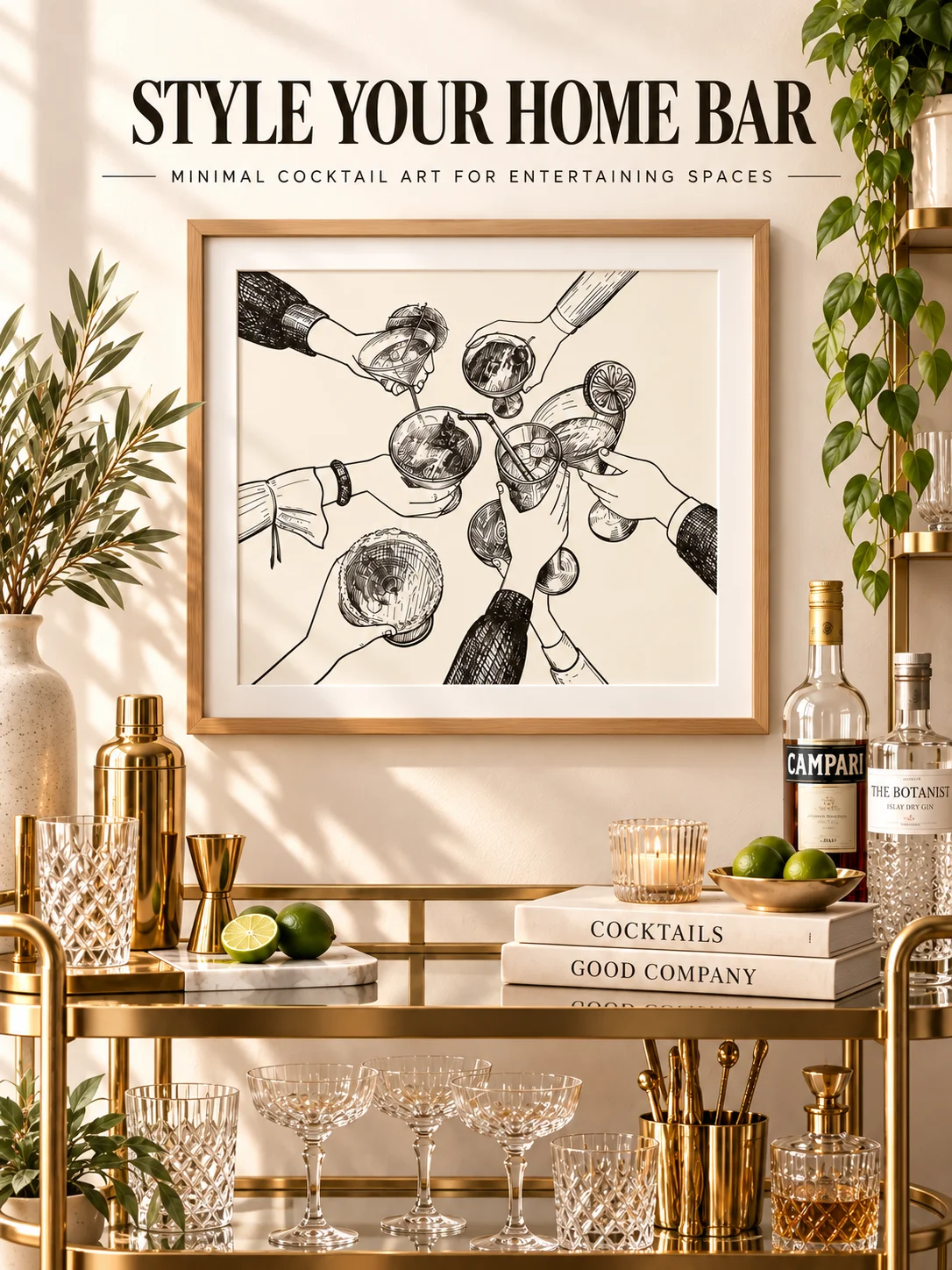 Cocktail Wall Art | Cheers Bar Cart Decor | Drinks Line Print | Kitchen Poster product image (7)