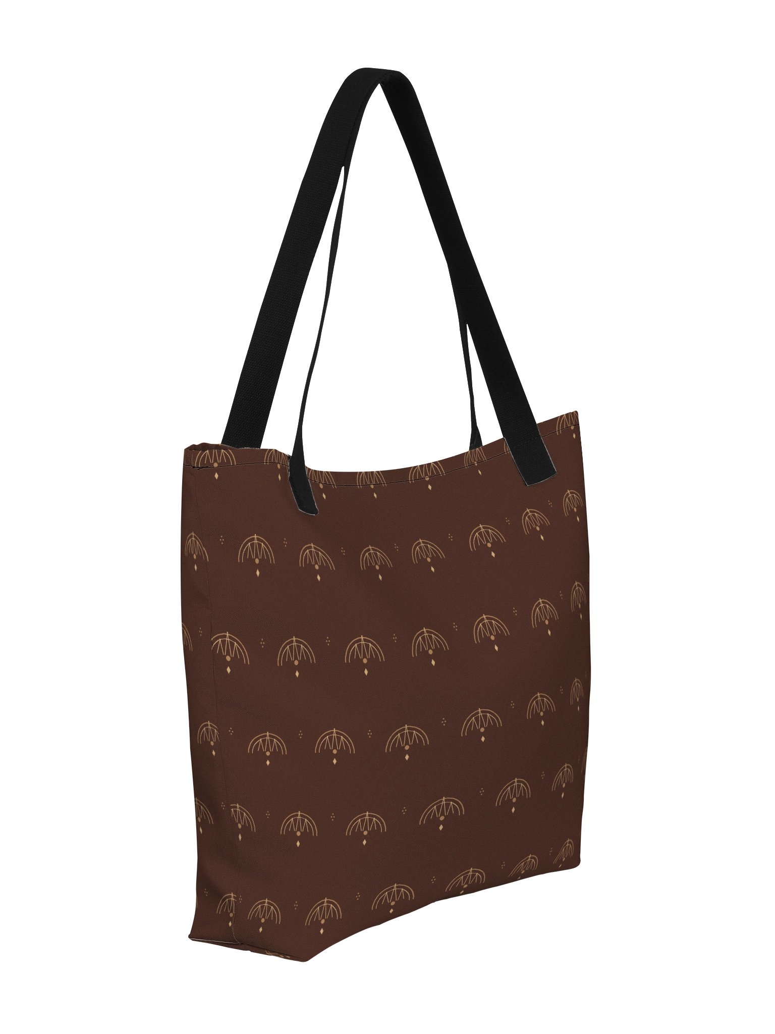 Espresso Signature Large Tote Bag – Chocolate Brown Art Deco Shoulder Bag with Pocket product image (3)