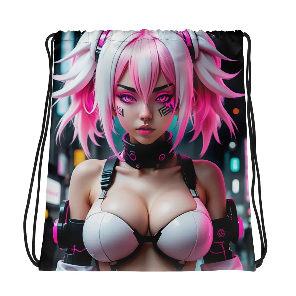 Cyberpunk Pigtails Drawstring Adventure Bag product image (1)