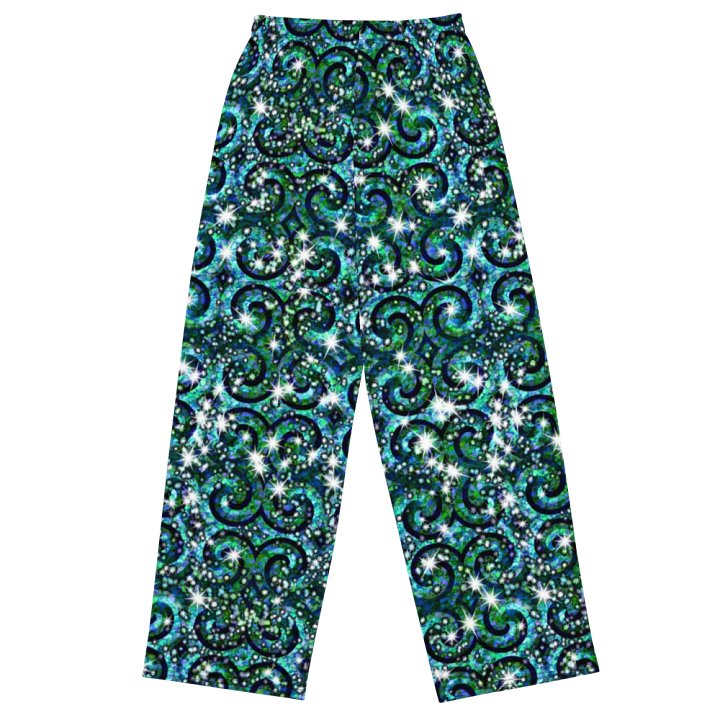 Blue Ice Sparkle Swirl Wideleg Pants product image (1)