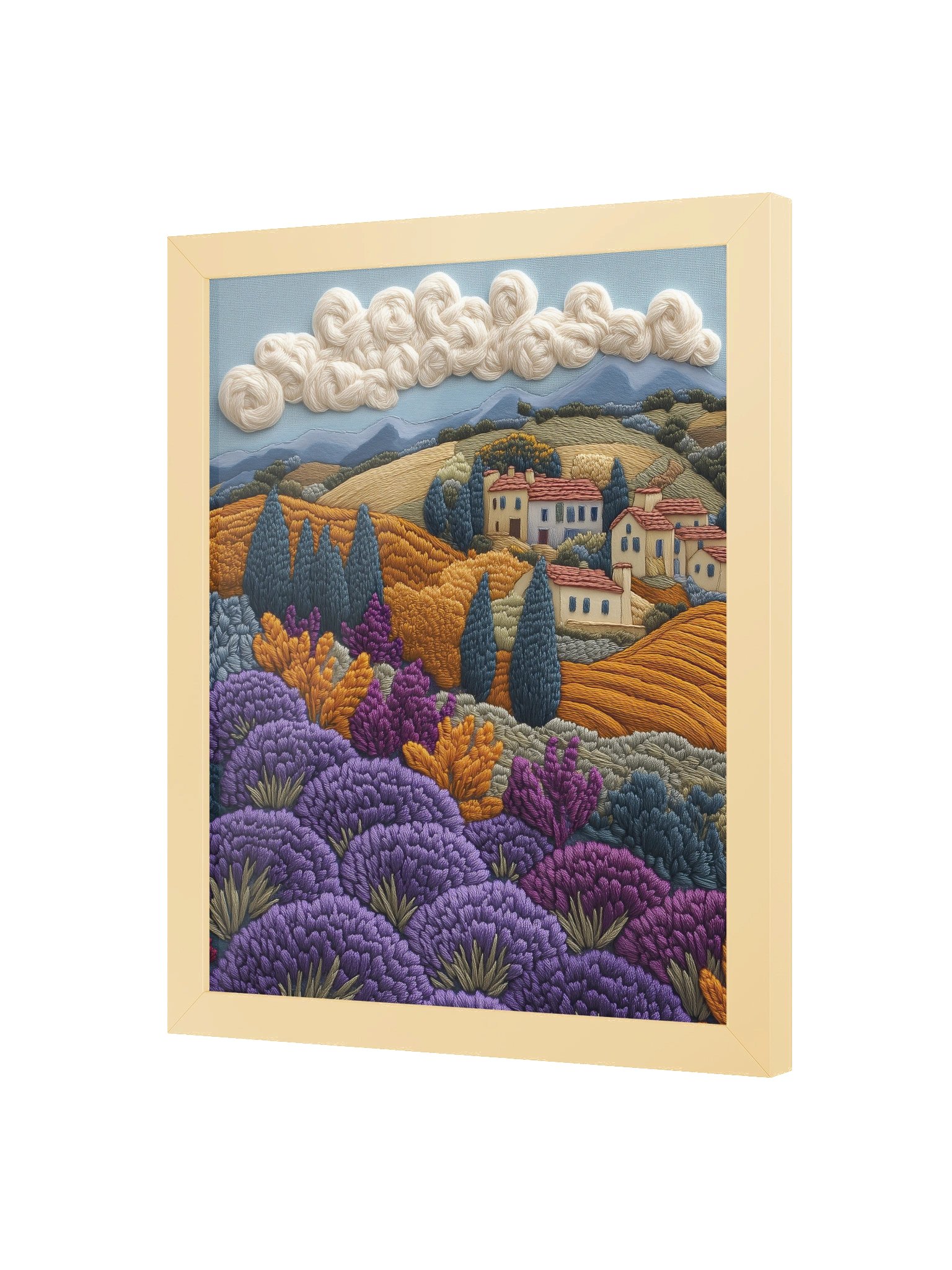A Summer Day in Provence | Embroidery-Style Wall Art — Framed Print product image (10)