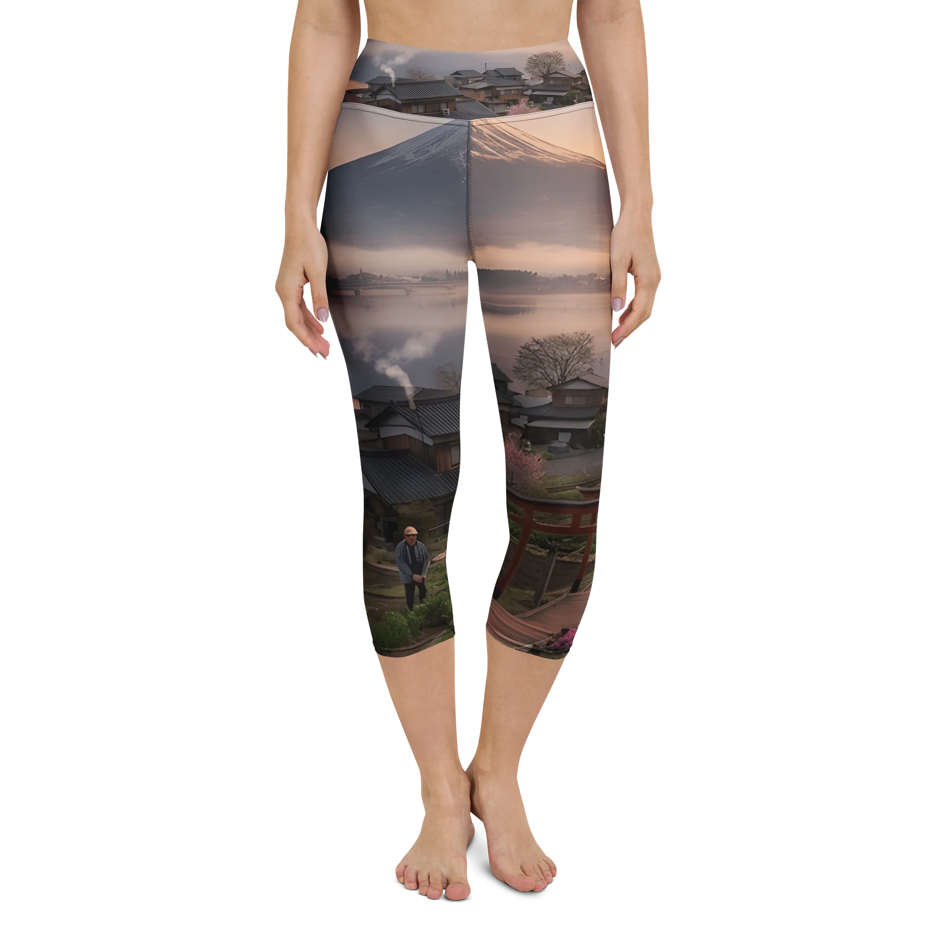 Mount Fuji Yoga Capri Leggings | High-Waisted Cropped Tights product image (6)