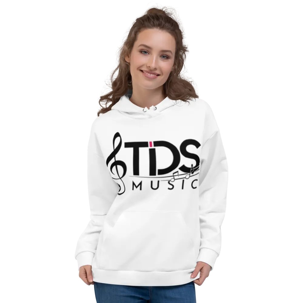 TDS Music Logo Unisex Recycled Hoodie - White, Musical Design product image (2)