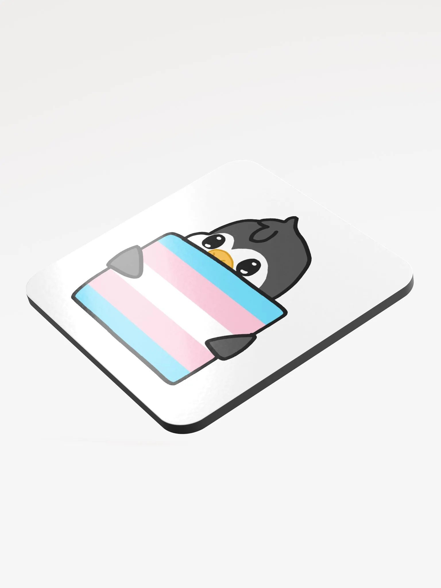 "Trans Pride" Lil' Guy - Gloss Cork Coaster product image (3)