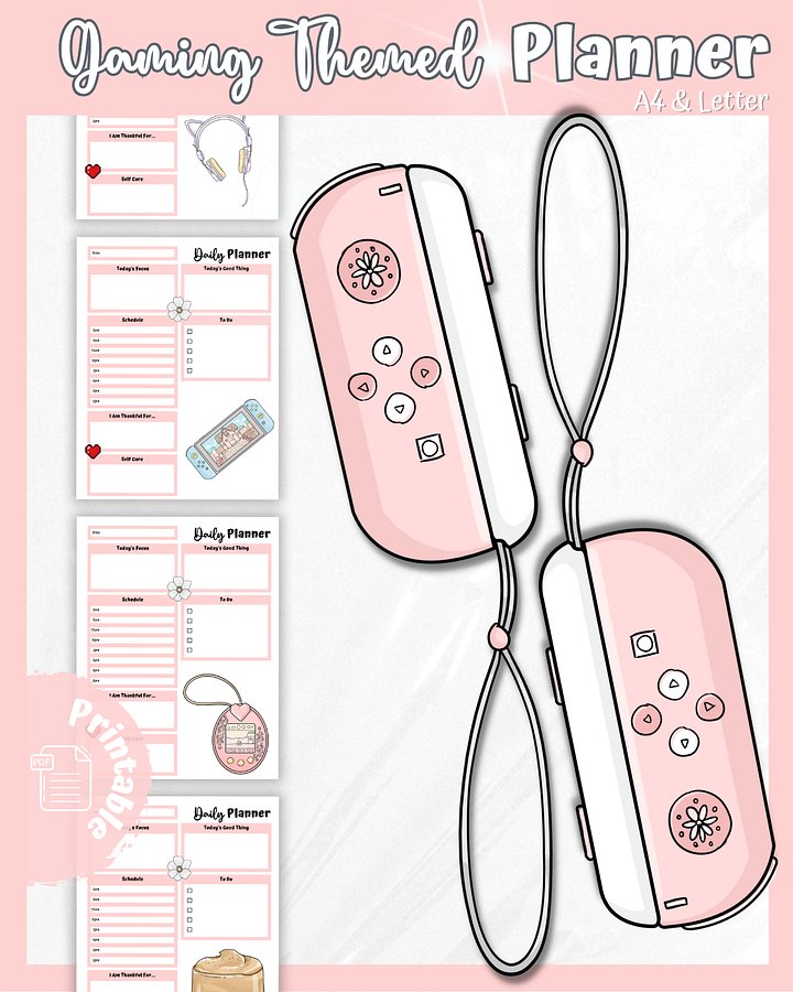 Pink Printable Planner - Gamer Themed product image (1)