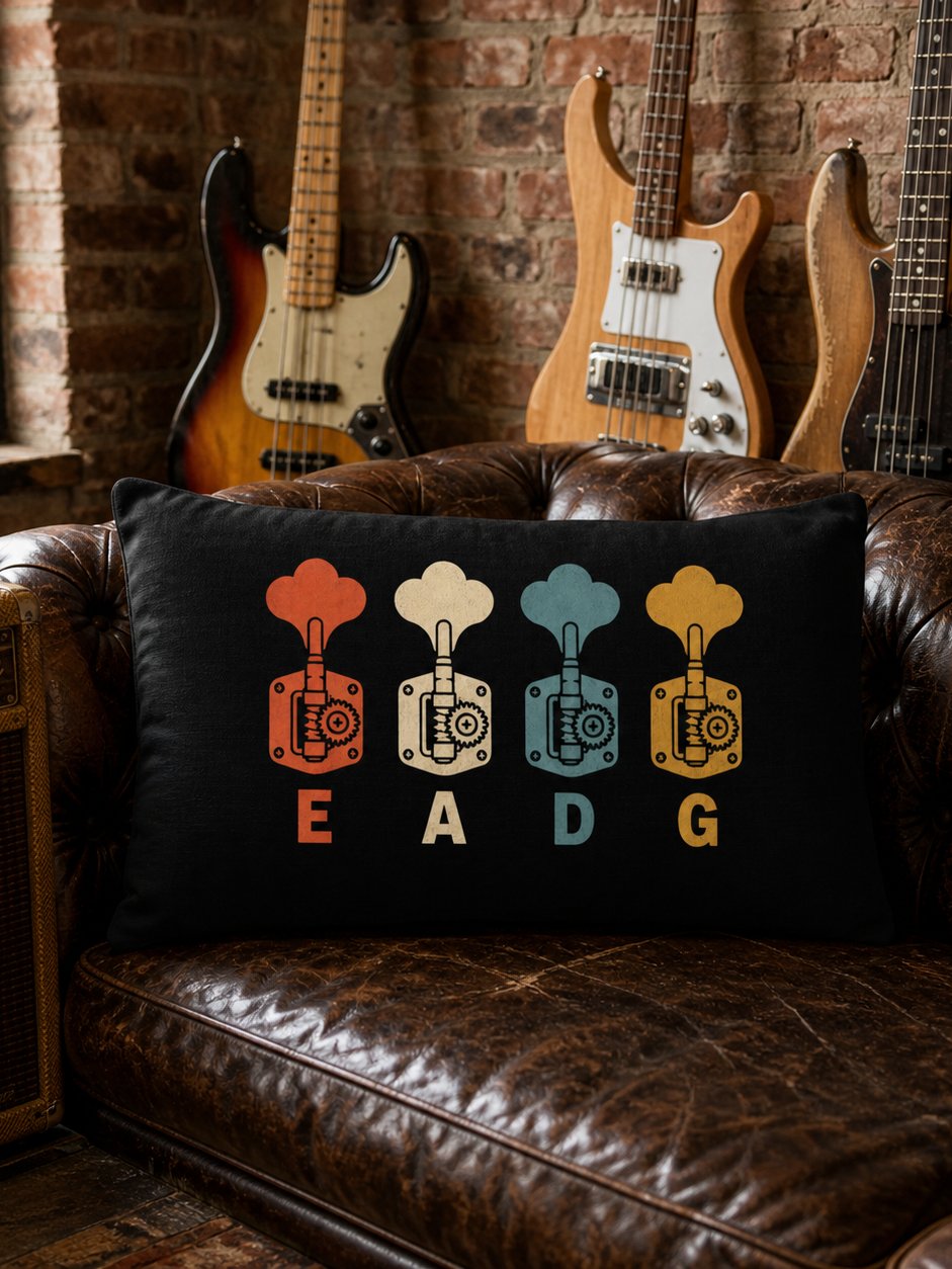Vintage Bass Tuning Pegs Lumbar Pillow - EADG Retro Design product image (2)