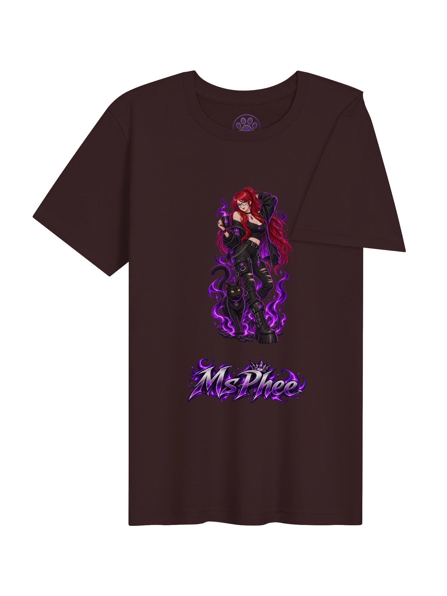 MsPhee Anime Woman With Cat Tee product image (46)
