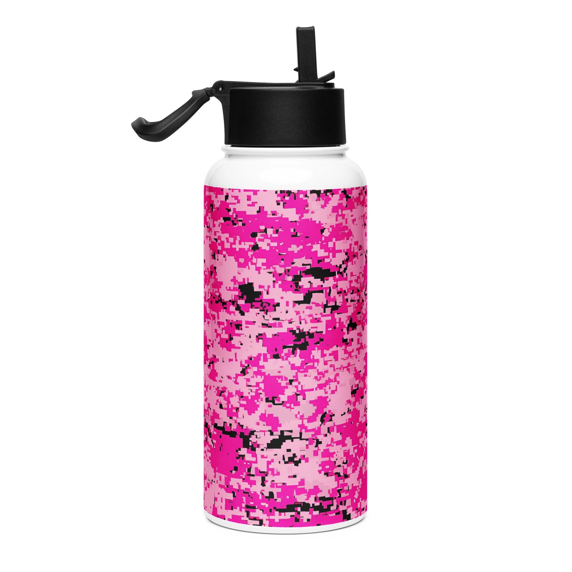 Pink Pixel Camo Stainless Steel Water Bottle product image (4)