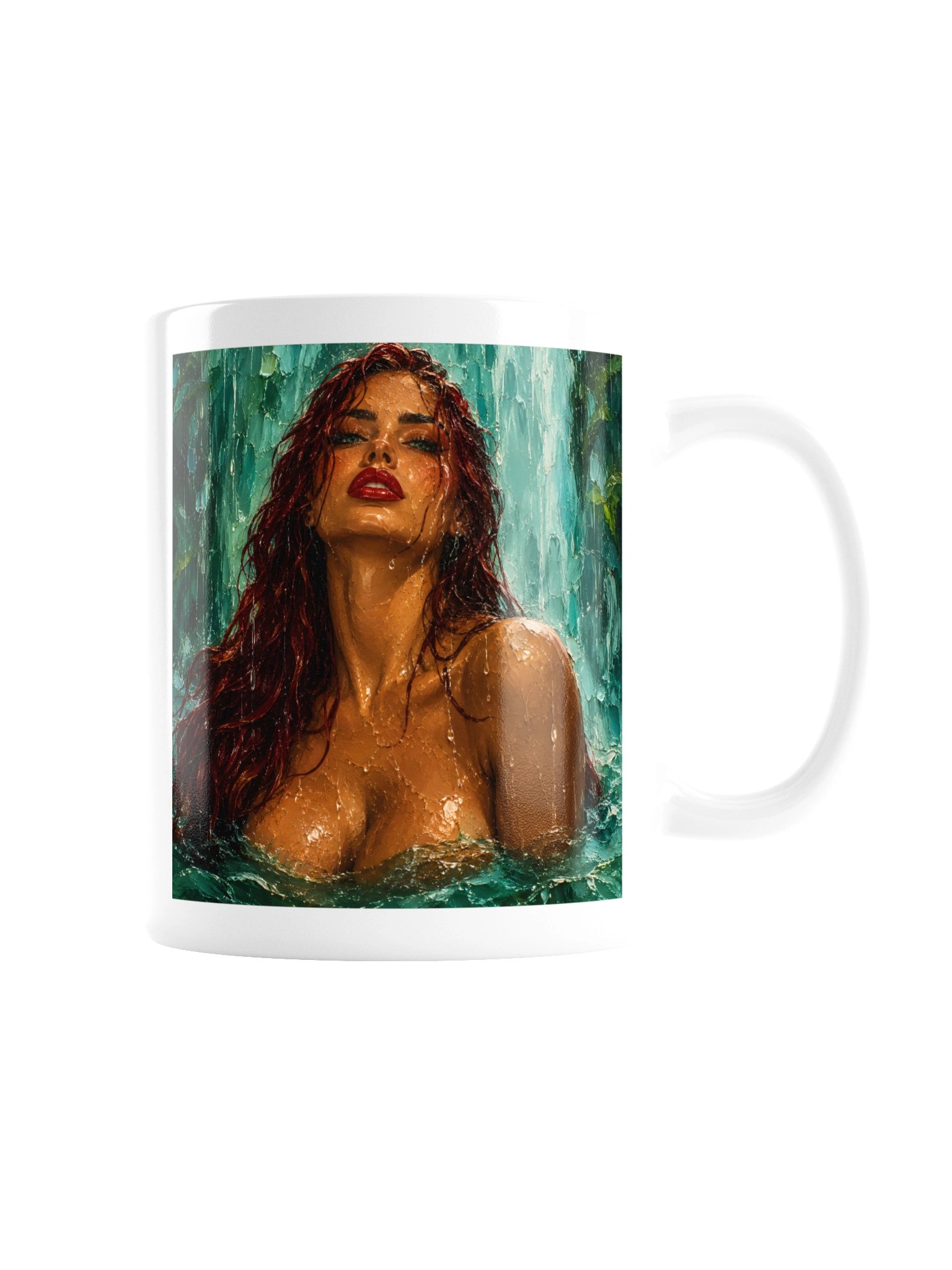 Dark Feminine Art Mug, Emerald Goddess Coffee Cup, Sensual Woman Art Mug, Teal Aesthetic Gift product image (4)