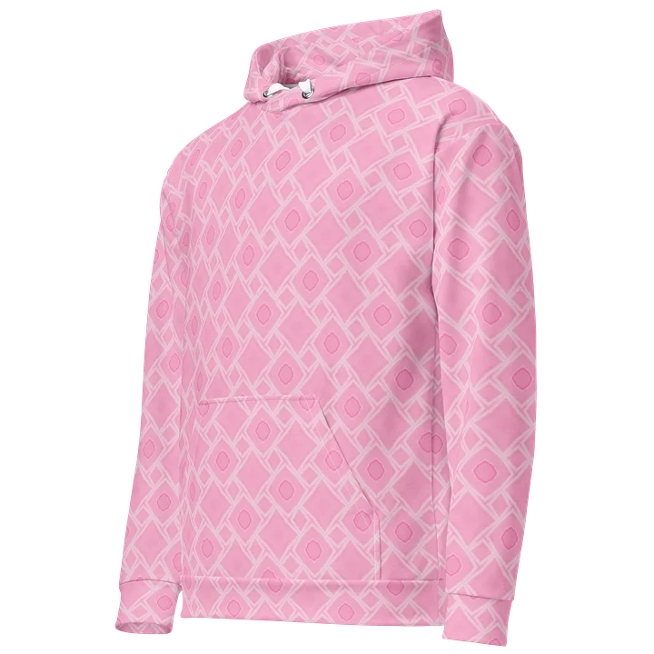 Blush Lattice Glow – Soft Pink Geometric Pattern Unisex Hoodie product image (2)