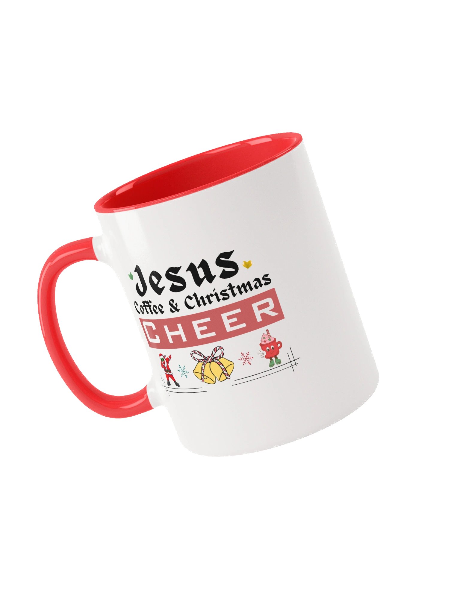 Jesus, Coffee, & Christmas Cheer! Two-Tone 11 & 15 oz Mug | Christian Christmas Mug with Red Accent | Holiday Gift for Believers & Moms product image (6)