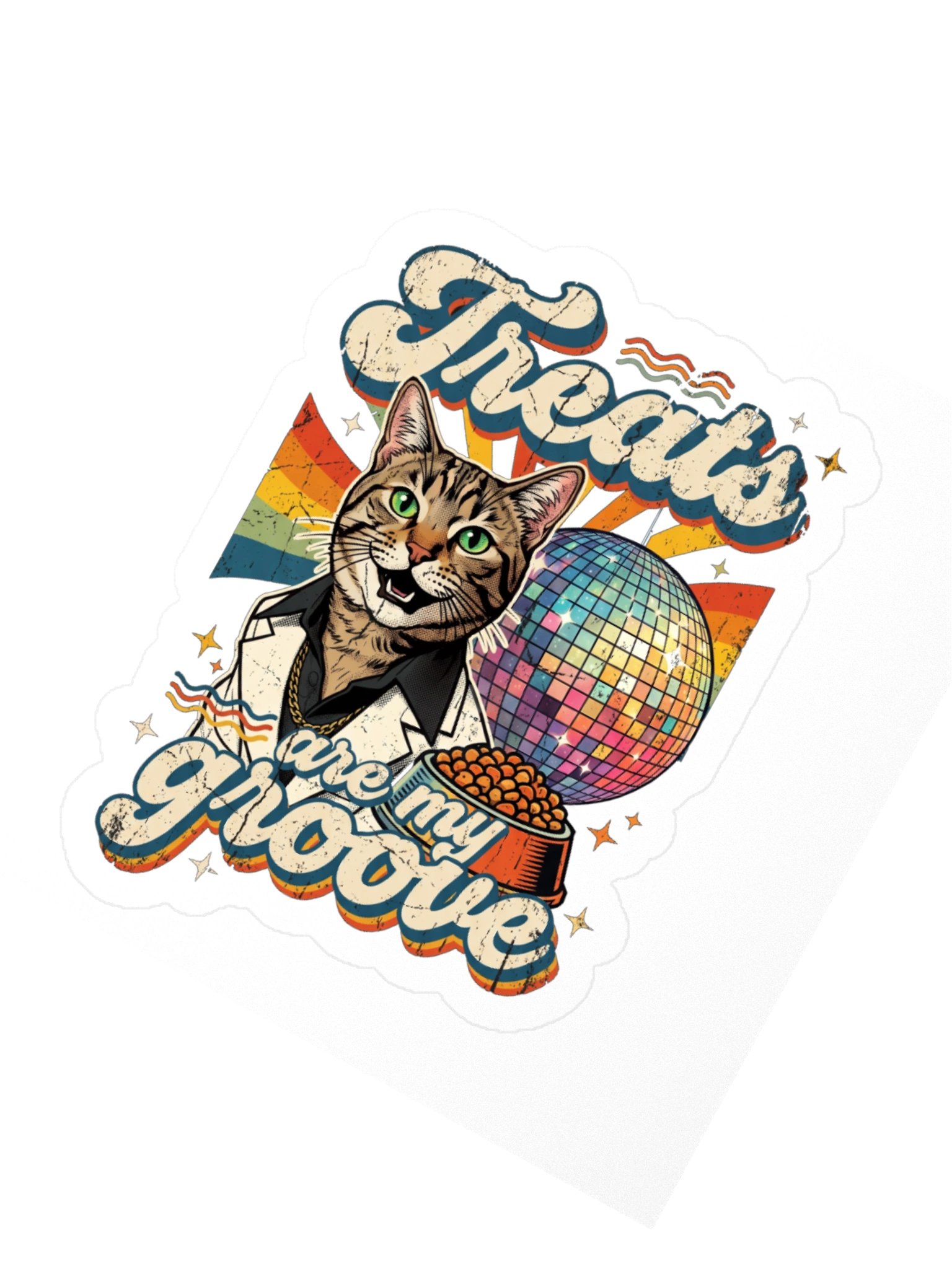 Treats Are My Groove Retro Disco Cat Sticker product image (5)