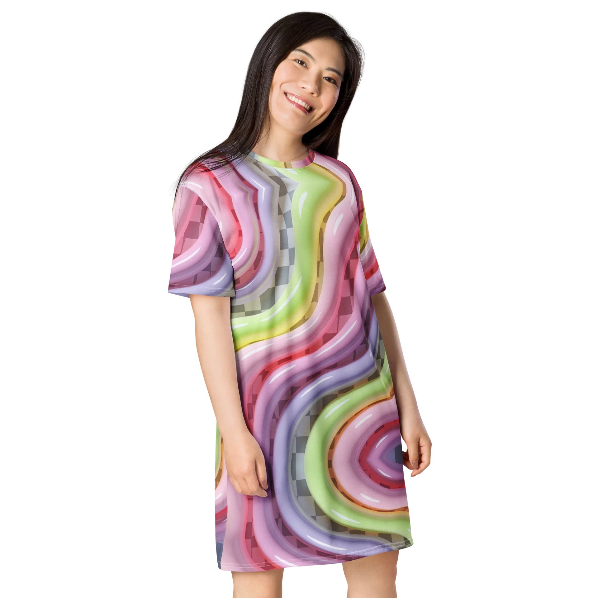 Glossy Ripples Pastel T-Shirt Dress product image (4)