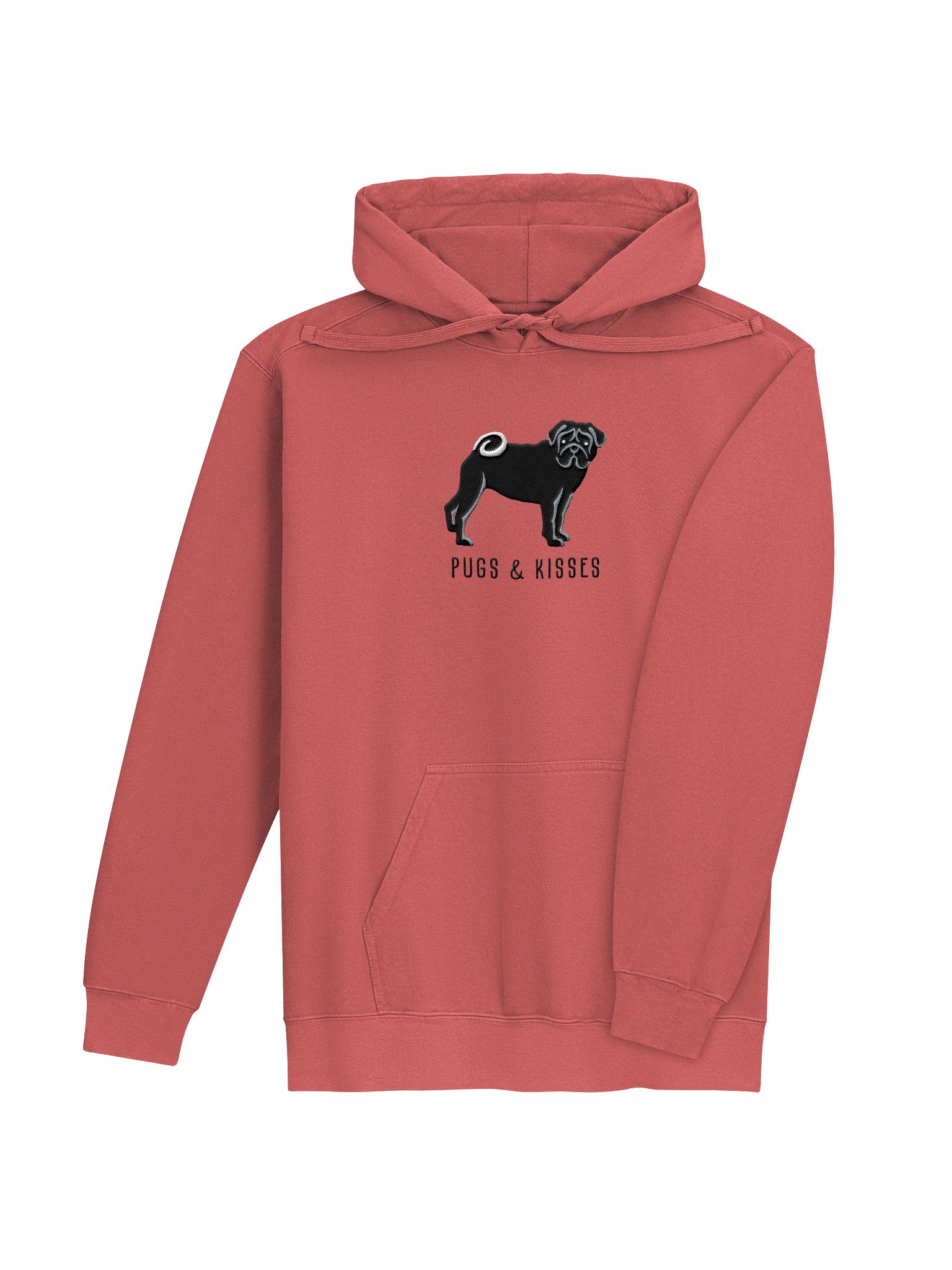 Pugs and Kisses Premium Hoodie (Embroidered) of a Pug(Black) product image (8)