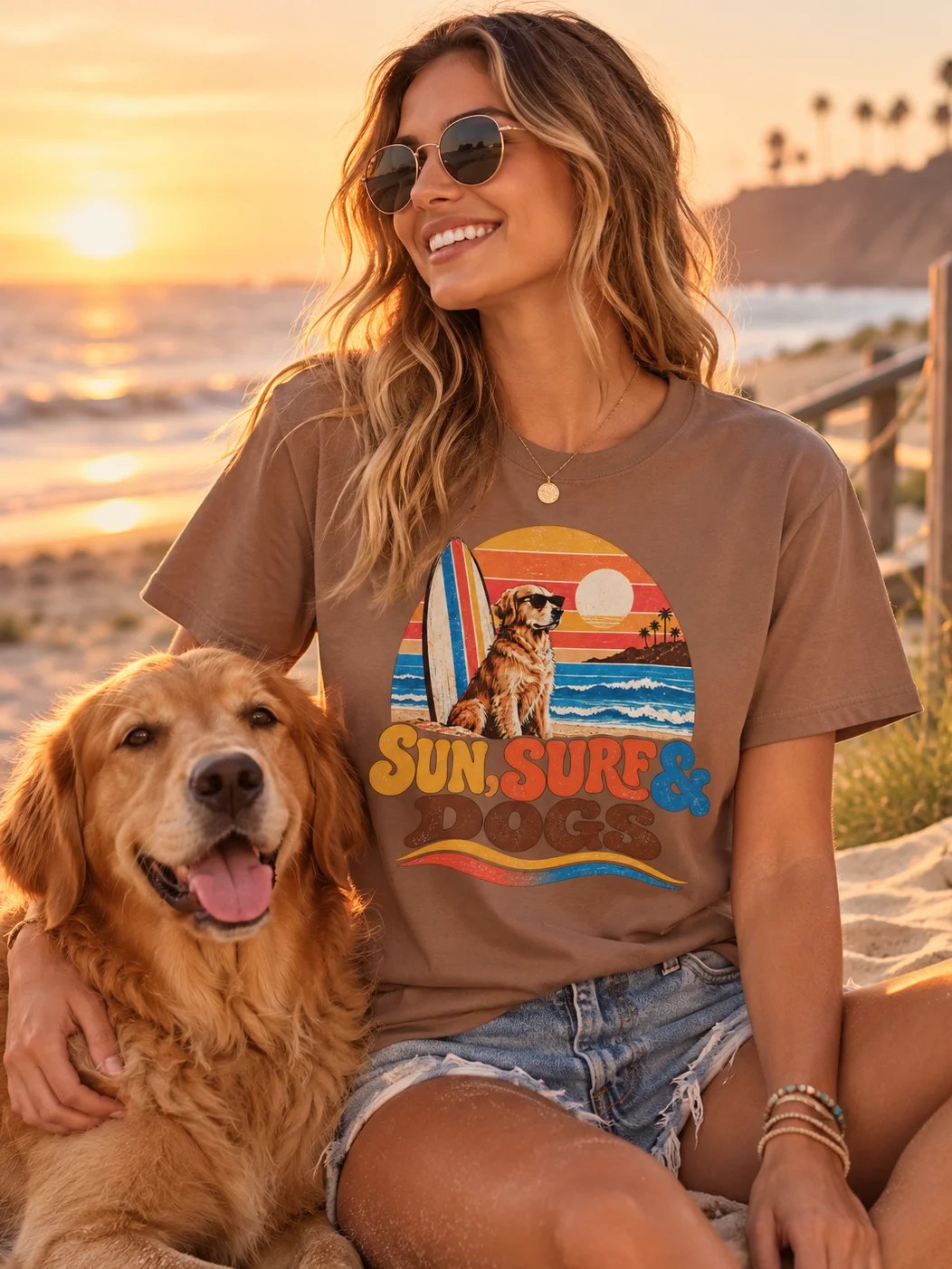 Beach Dog T-Shirt | Retro Surf Dog Graphic Tee | Dog Lover Shirt | Vintage 70s Dog Tee product image (1)