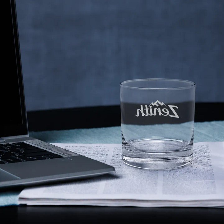 Zenith Clear Rocks Glass - Elegant Branded Design with Mountain Peak Logo product image (2)