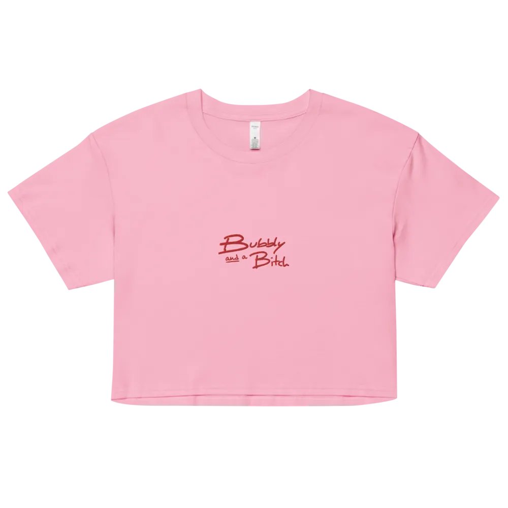 Bubbly and a B*tch (red) embroidered cotton crop top product image (7)
