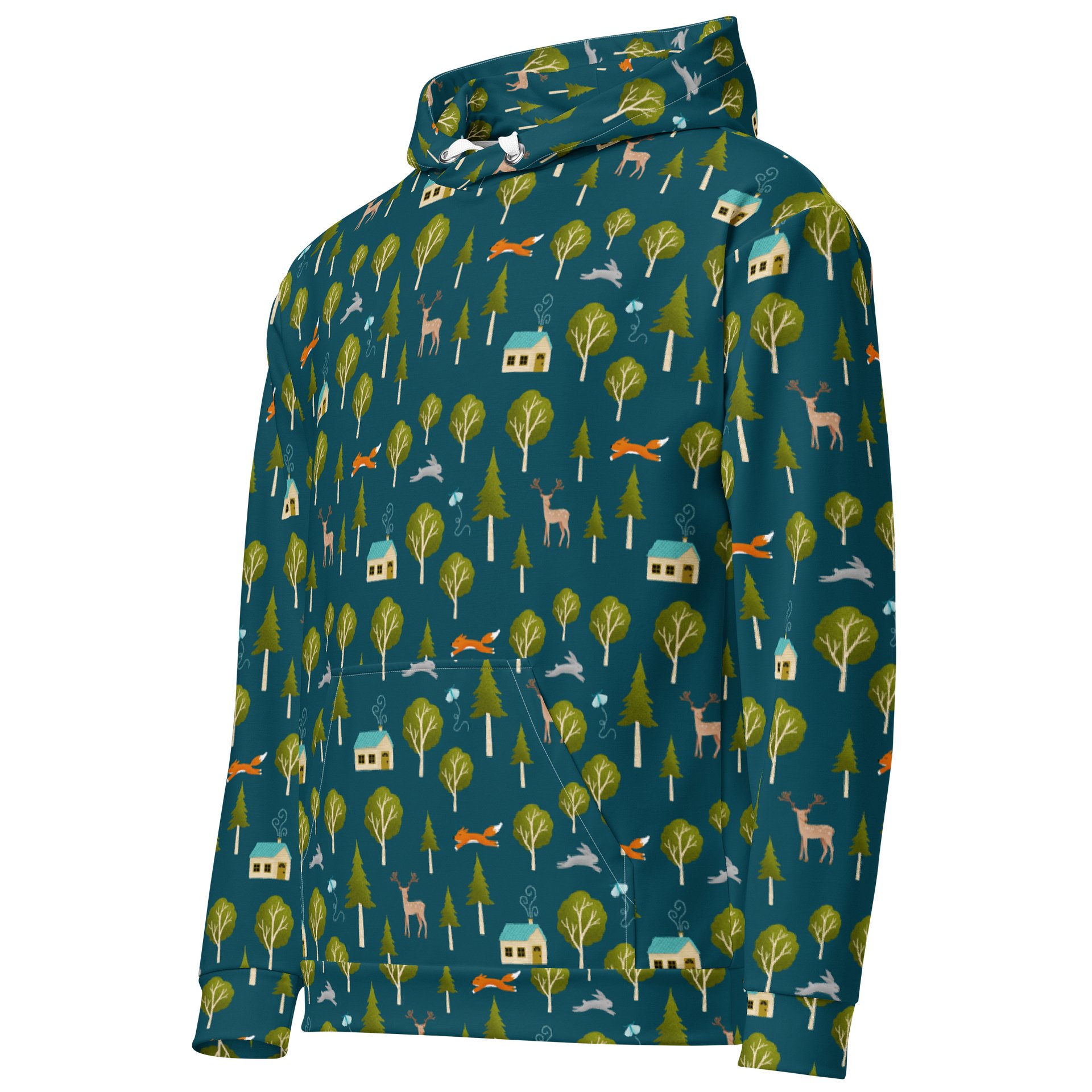 Cozy Cabin and Forest Animals Unisex Cotton Hoodie product image (3)
