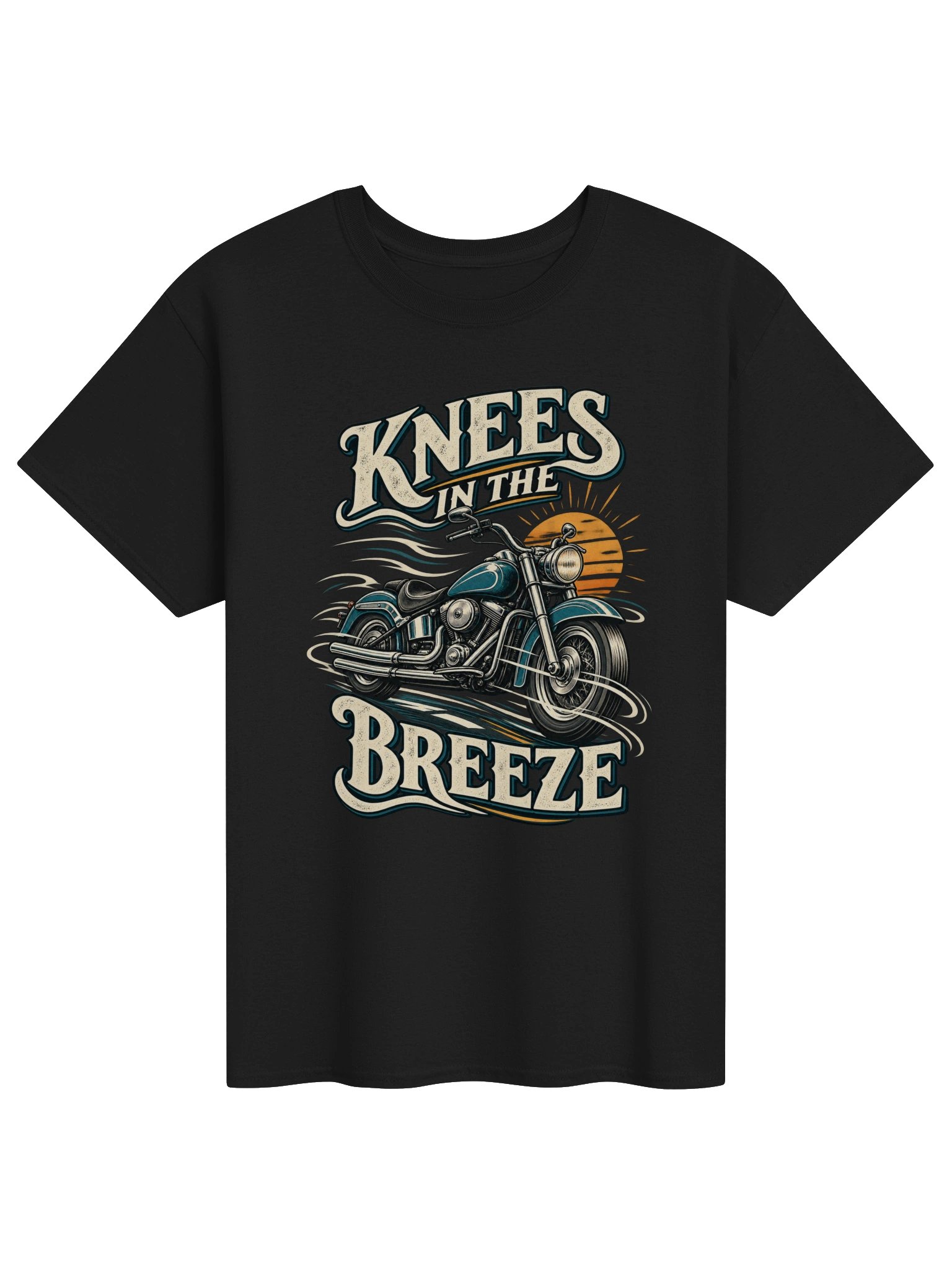 Knees in the Breeze – Vintage Biker Motorcycle T-Shirt product image (1)