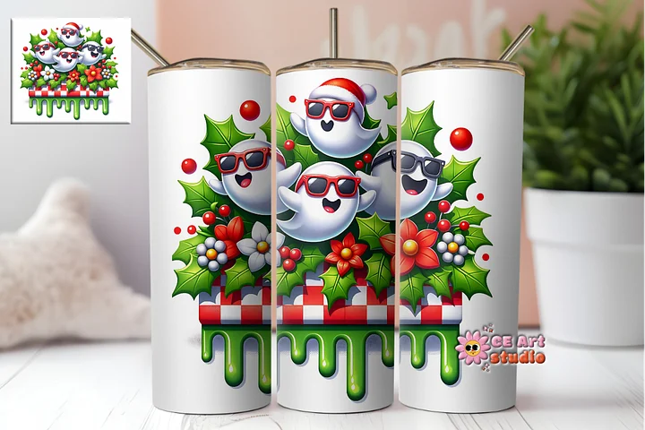 Ghost Christmas Cute Tumbler Wrap PNG product image (1)