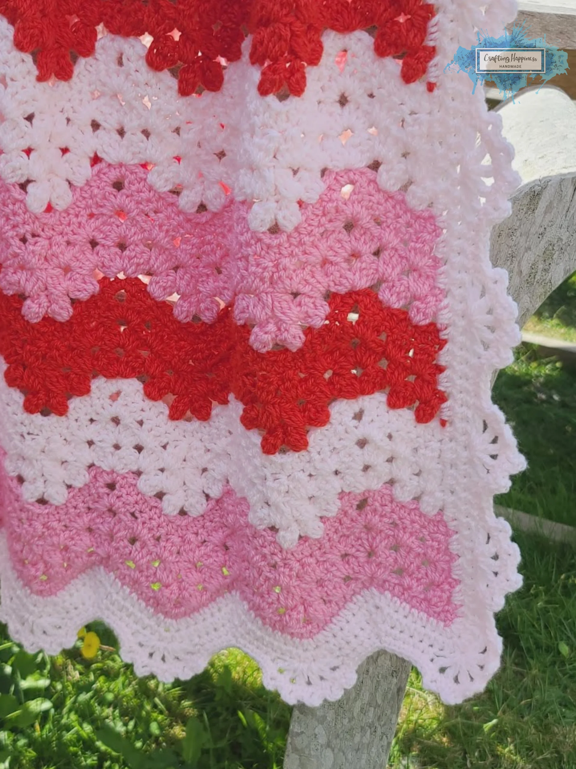 Strawberry Ripple Crochet Baby Blanket Pattern | Granny Wave (PDF Pattern) product image (2)