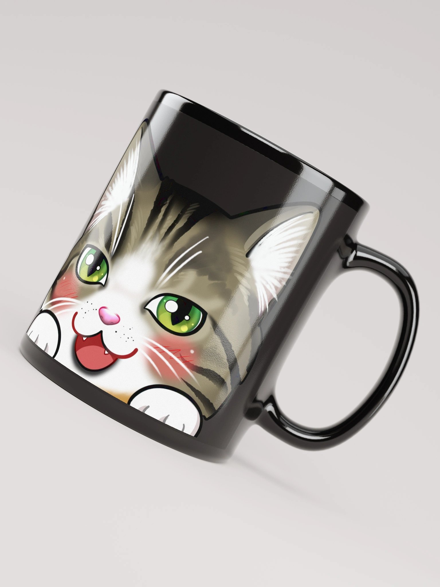 Cat Mug (Black Glossy) product image (4)