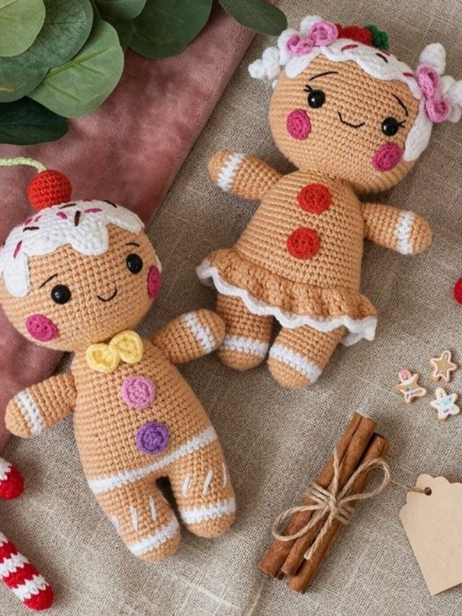 Crochet Gingerbread Couple Pattern: Amigurumi Ginger Dolls PDF Tutorial product image (2)