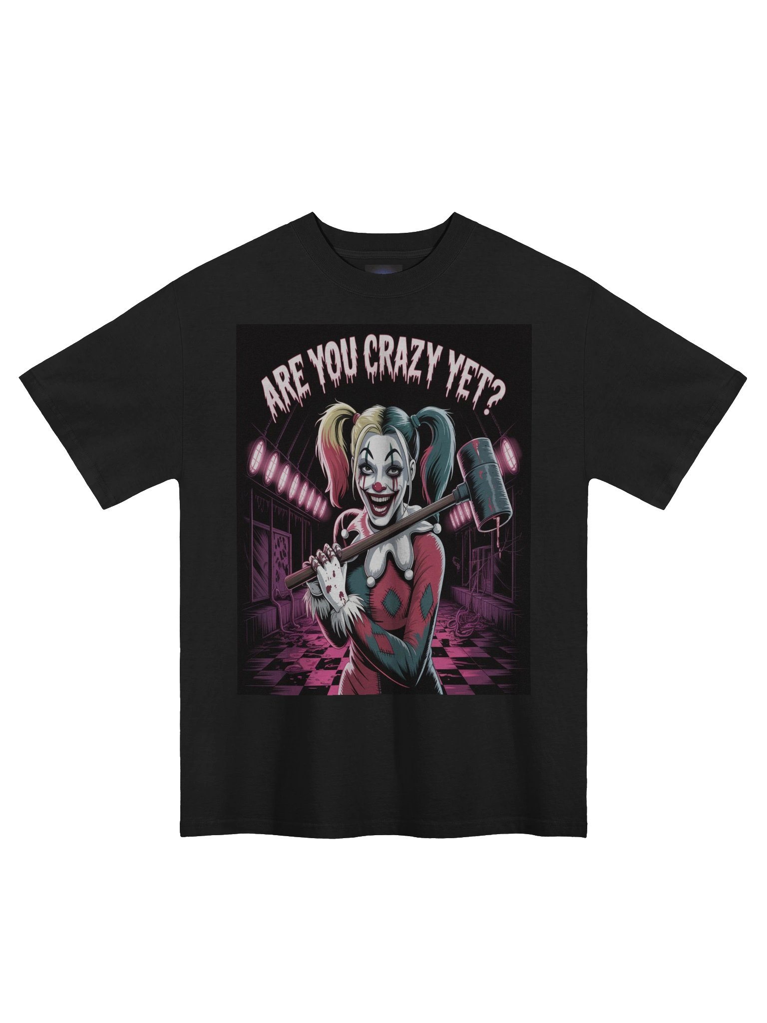 Harley Quinn 'Are You Crazy Yet?' Neon Labyrinth Oversized Faded T-Shirt product image (3)