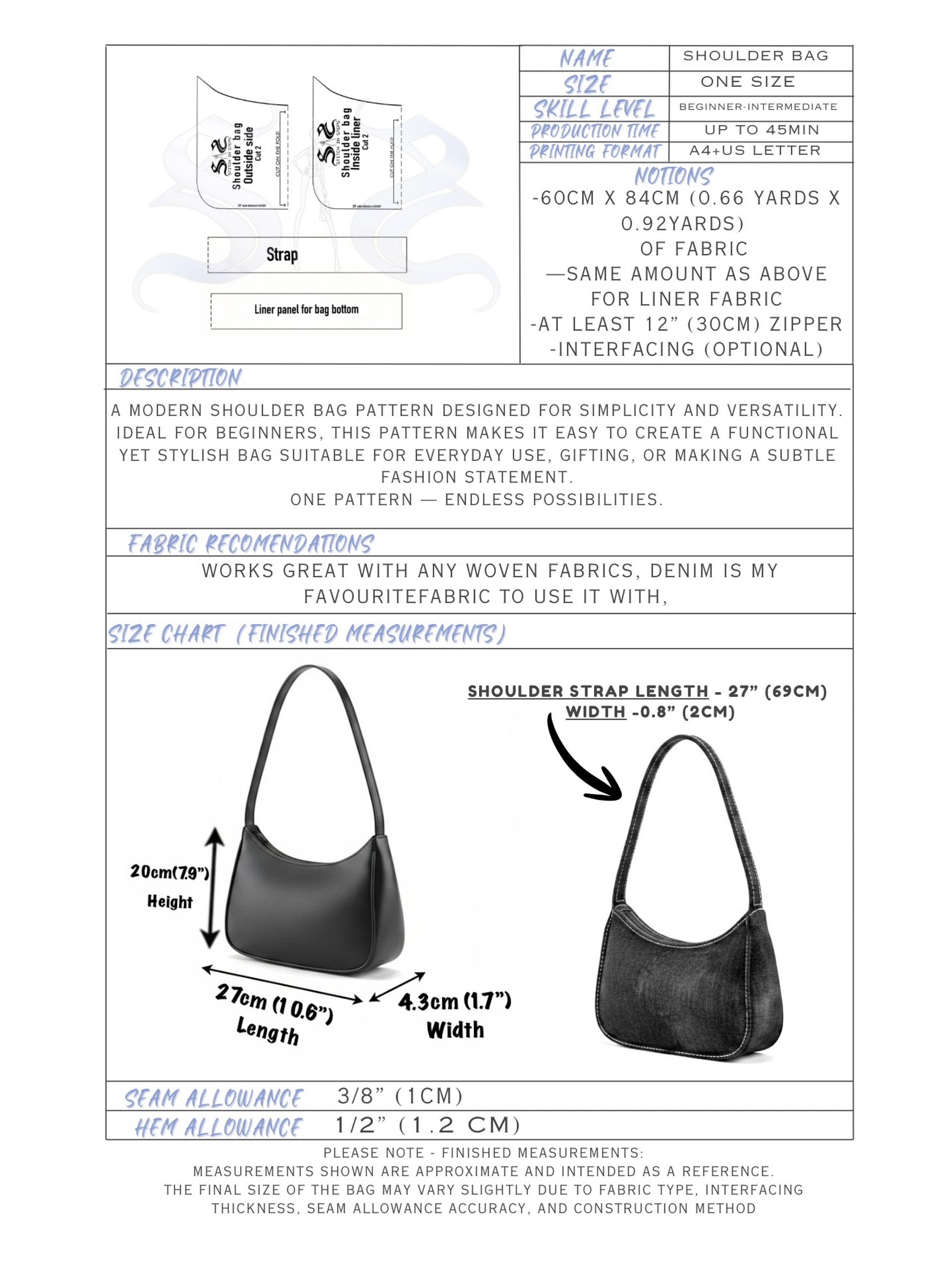 Shoulder Bag - Sewing Pattern product image (5)