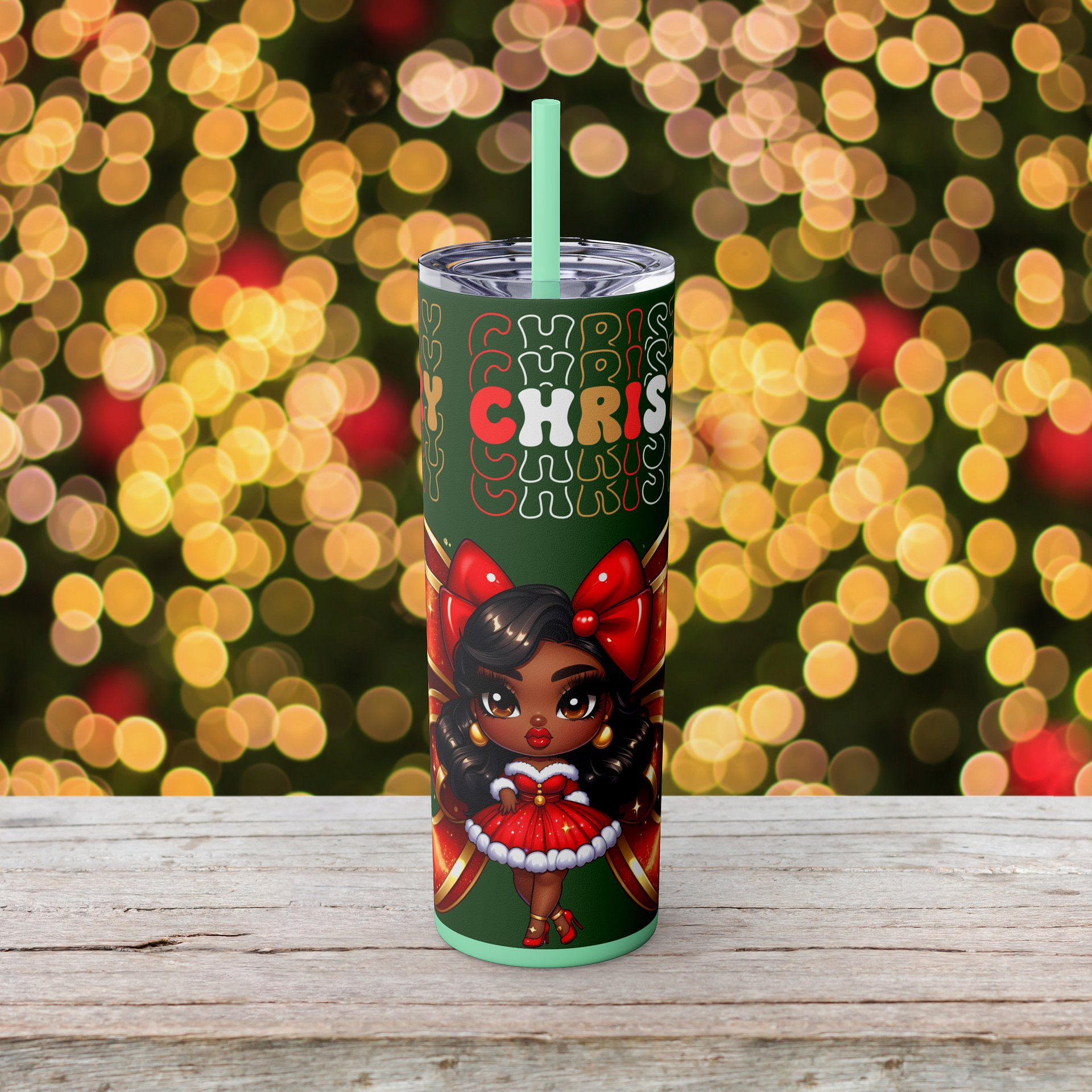 Merry Christmas Chibi PNG • Holiday Bow Girl Clipart • Festive Sublimation Design product image (5)