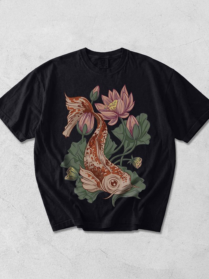 Cottagecore Koi Fish Lotus Shirt – Vintage Koi Floral Tee, Japanese Nature Aesthetic product image (1)