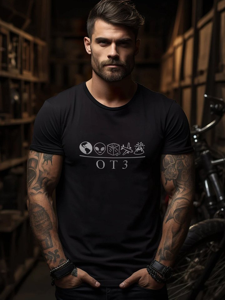 OT3 - The Story Of Xenu man's T-Shirt (White text) product image (1)